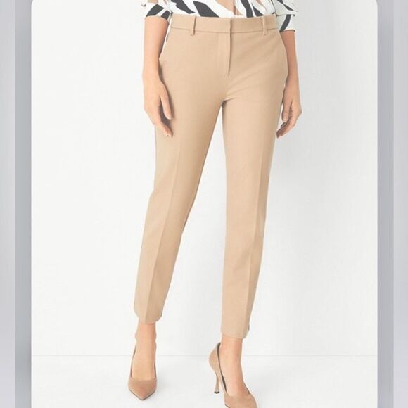 Ann Taylor The Ankle Classic Tan Mid Rise Slim Leg Ankle Pants NEW - Picture 1 of 16